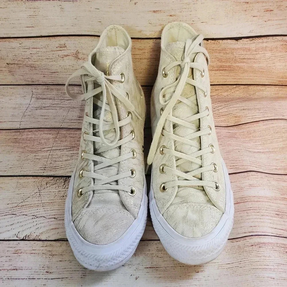 Converse Womens 6.5 Chuck Tayler All Star Suede Buff Buff White Sneakers - Picture 2 of 10